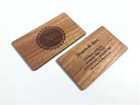 Wood business cards laser engraved starting at $1.30 each