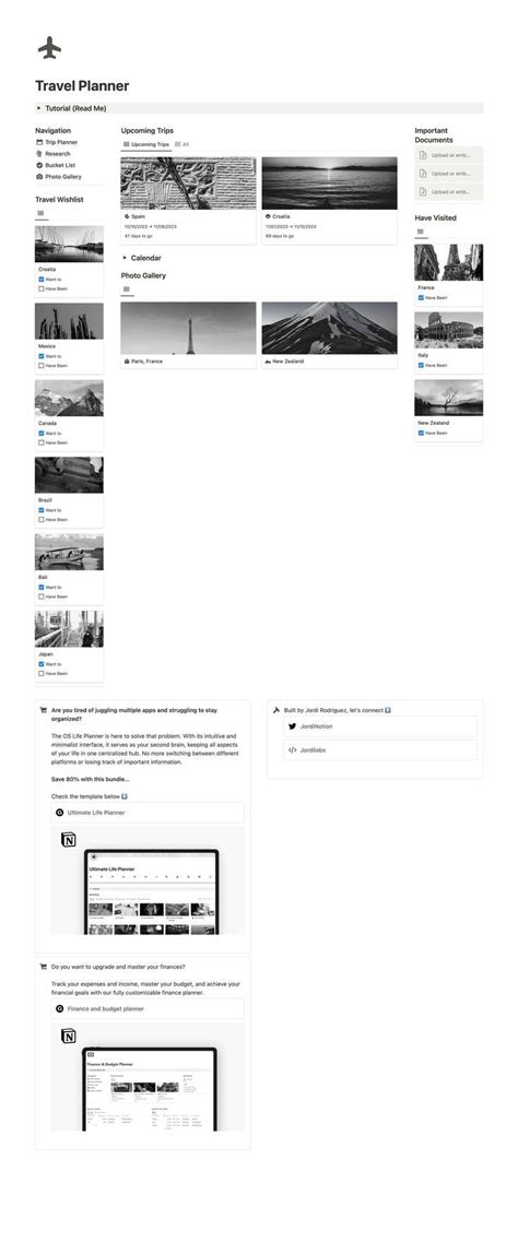 Travel Planner Ultimate Free Template By Prototion Notion Template In