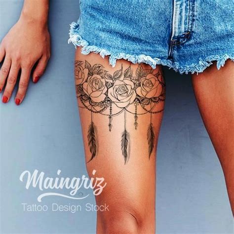 woman tattoos Mandalatattoo Mädchen oberschenkel tattoos