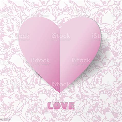 Paper Heart Love Card On Flower Background Stock Illustration