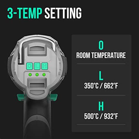 Litheli V Cordless Heat Gun Hot Air Gun Kit Portable Temperatures Max Nozzles L