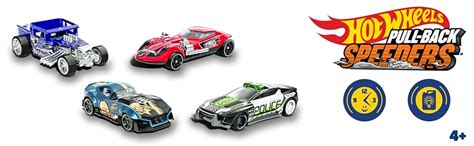 Hot Wheels Pull Back Speeders Set Of 2 Toy Cars In 1 43 Scale Pull Cars Backward Release
