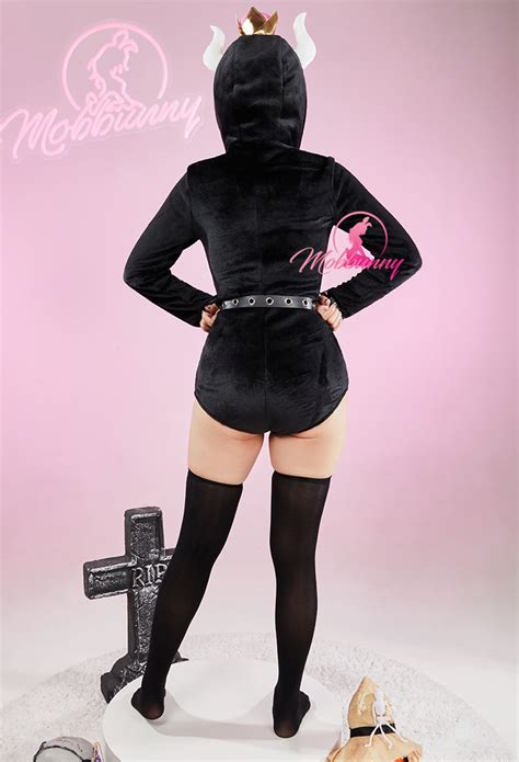 Halloween Plush Homewear Romper And Thigh Socks With Belt And Choker Sexy Lingerie Bodysuit