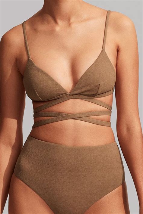 Matteau Wrap Triangle Bikini Top Cinnamon Crinkle Shopperboard