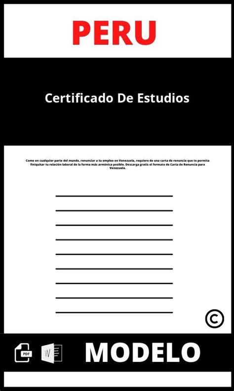 Modelo De Certificado De Estudios