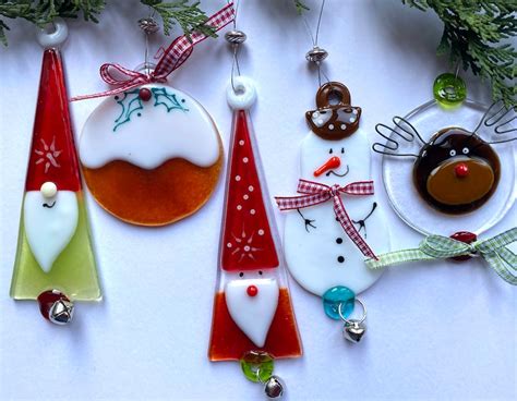 Fused Glass Christmas Decorations Etsy Uk