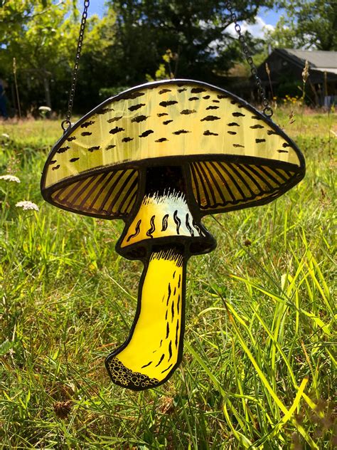 Stained Glass Mushroom Sun Catcher