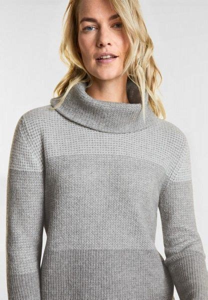 Cecil Strick Pulli Mit Kragen In Mineral Grey Melange Fashion