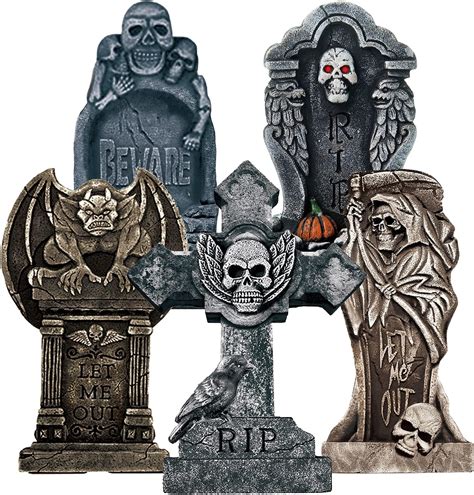 Amazon.com: 35 Pieces Cutouts Tombstone Halloween Paper Graveyard ...