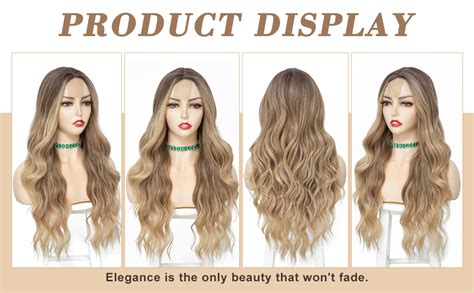 Nayoo Long Ombre Blonde Wavy Wig For Women Inch Middle Part Curly