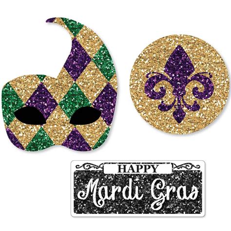 Big Dot Of Happiness Mardi Gras Diy Shaped Masquerade Party Cut Outs