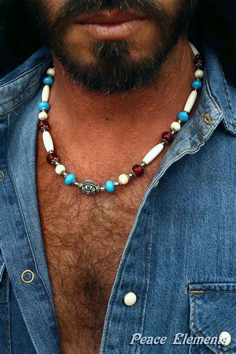 Bohemian Necklace For Men Mens Beaded Necklace Turquoise Etsy