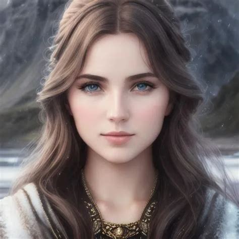 Beautiful Icelandic Girl Oil Painting UHD 8k Very