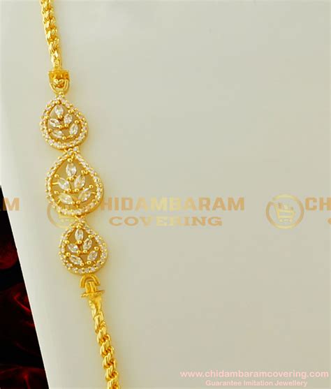 Buy 30 Inches Gold Design Thali Chain Ad Stone Leaf Design 1 Gram Gold