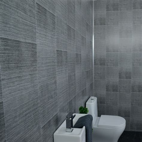 Buy Claddtech Grey bathroom panels splashbacks - large tile effect - cladding panels splashbacks ...