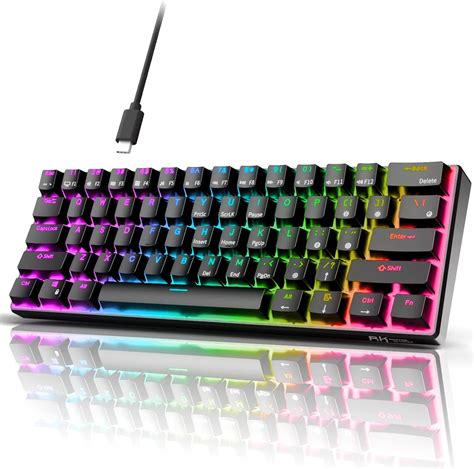 RK ROYAL KLUDGE RK61 Wired 60% Mechanical Gaming Keyboard Programmable ...