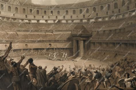 Premium Photo | Gladiators fighting in ancient colosseum with ...