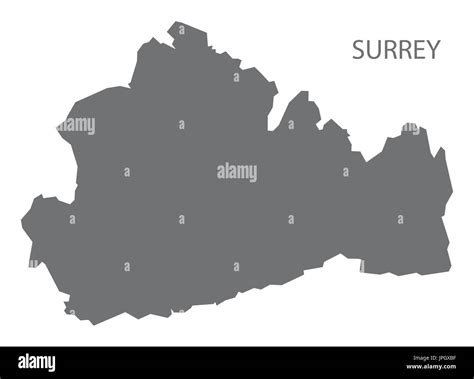 Surrey County Map England Uk Grey Illustration Silhouette Shape Stock