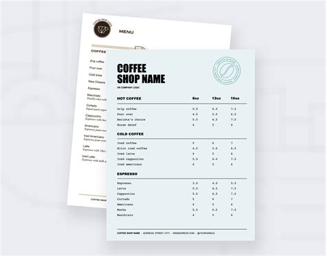 Coffee Shop Menu Template