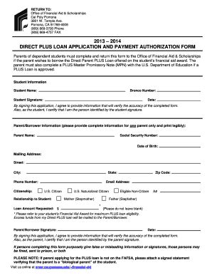 Fillable Online Csupomona Direct Plus Loan Application Process Cal