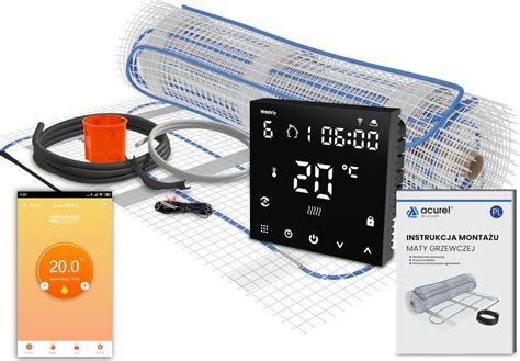 Acurel Dotykowy Termostat Wifi Regulator Sterownik Czarny A Czujnik