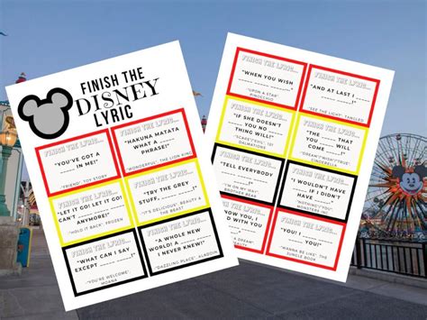 Finish the Lyrics Game Disney Edition + FREE Printable