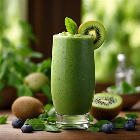 Smoothies Verdes De Kiwi Y Espinaca Refresco Saludable Lleno De