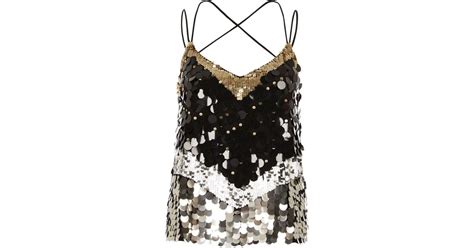 River Island Synthetic Black Sequin Disc Embellished Cami Top Lyst