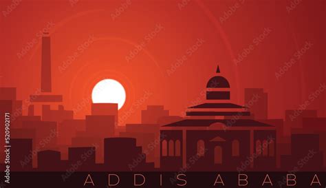 Addis Ababa Low Sun Skyline Scene Stock Vector | Adobe Stock