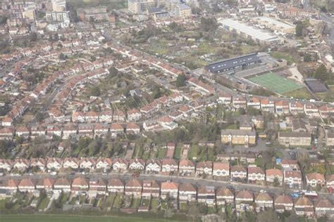 Aerial of London Suburbs, UK Stock Photo - Image of atmospheric, homely ...