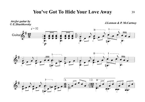 You Ve Got To Hide Your Love Away Arr Evgeny Shushkovsky By Eddie Vedder Sheet Music For Solo