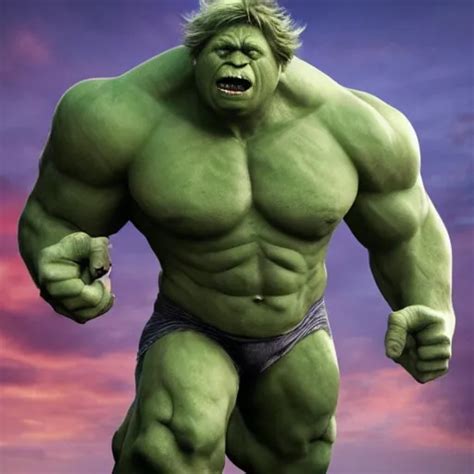 Boris Johnson As The Incredible Hulk Realistic 8 K Stable