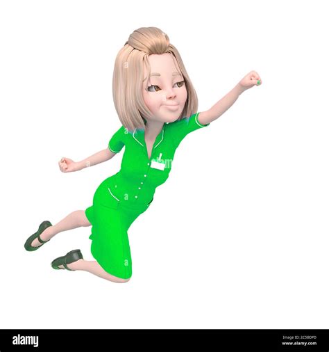 une infirmière blonde dessin animé vole pour combattre la pandémie illustration 3d Photo Stock
