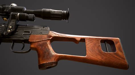 SVD Dragunov Sniper Rifle Low Poly 3D Model CGTrader