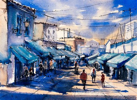 Watercolor Painting - Street View of Paris Stock Illustration ...