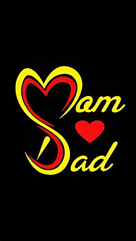 720p Free Download Mom Dad Love Red And Yellow Heart Black Background Hd Phone Wallpaper