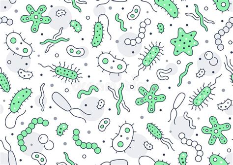 Bacteria Virus Microbe Colored Seamless Pattern Vector Background