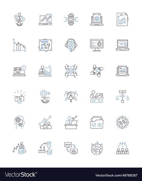 Data Analysis Line Icons Collection Analytics Vector Image