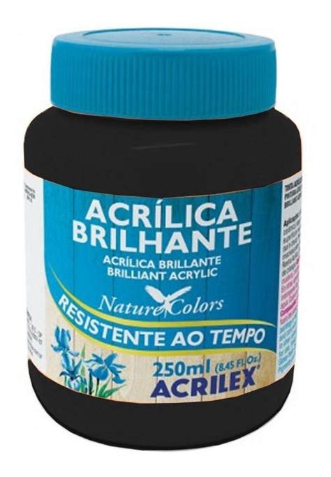 Tinta Acr Lica Brilhante Ml Preto Acrilex Parcelamento Sem Juros