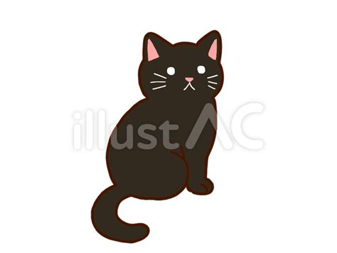 座る黒猫イラスト No 22744502／無料イラストフリー素材なら「イラストac」