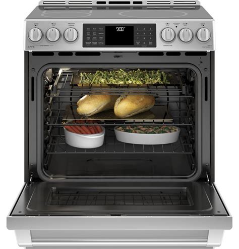 Ge Cafe™ Chs985selss Series 30 Slide In Front Control Induction And Convection Range With