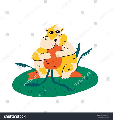 Funny Hamster Eating Carrot Vector Illustration Stock Vector (Royalty ...