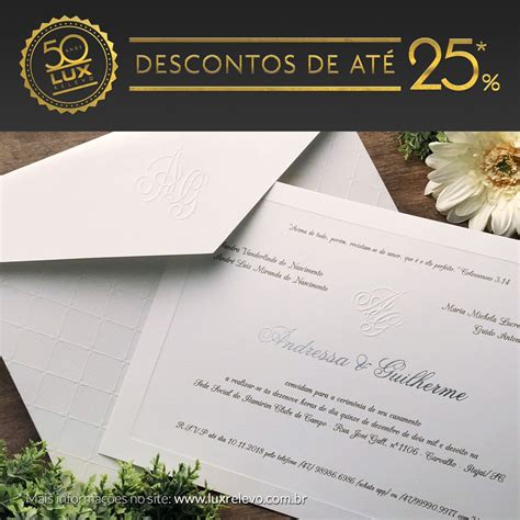 Promo O Anos Lux Relevo Gr Fica Lux Relevo Convite De Casamento