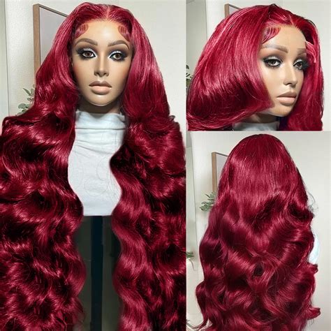 Rosabeauty J Burgundy X Body Wave Lace Front Human Hair Wig