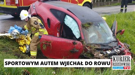 W Brzezówce sportowe auto wpadło do przydrożnego rowu Kurier Rzeszowski