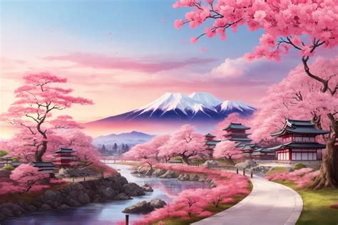 Japanese Spring Scenery Wallpaper Graphic by Forhadx5 · Creative Fabrica