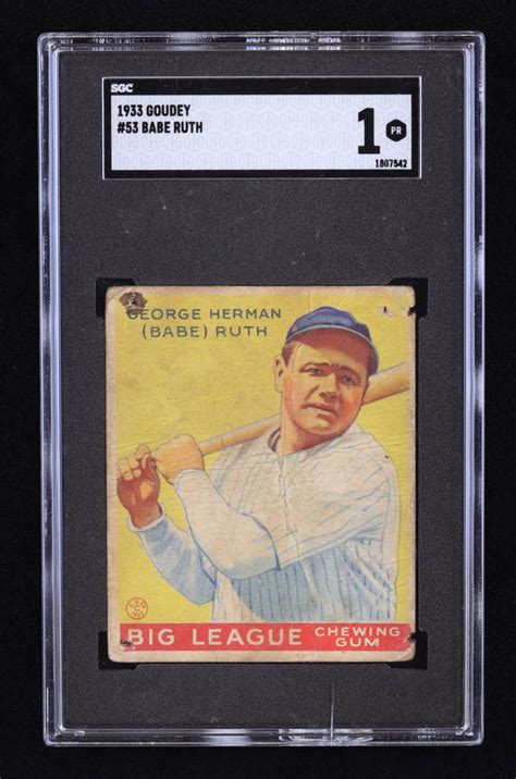 Babe Ruth 1933 Goudey 53 RC SGC 1 Pristine Auction