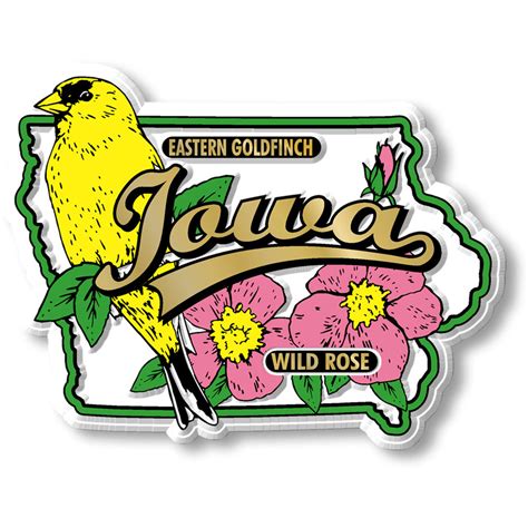 Iowa State Bird and Flower Magnet by ClassicMagnets.com