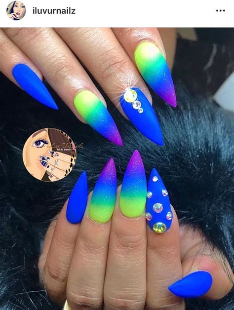 Neon blue and green nails | Green nails, Neon green nails, Neon nails