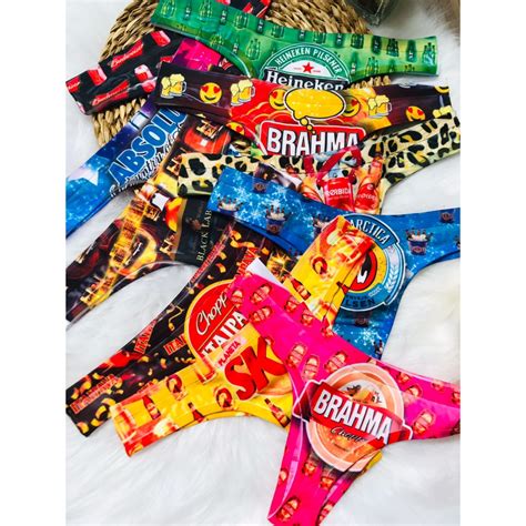 Kit Calcinhas Tangas Estampada Cerveja Tanga Lingerie Adulto